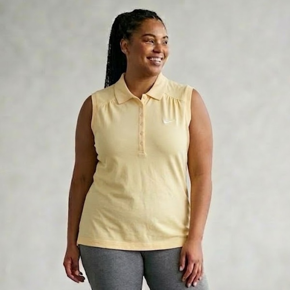 Nike Women’s Butter Yellow Sleeveless Polo Tank - XXL